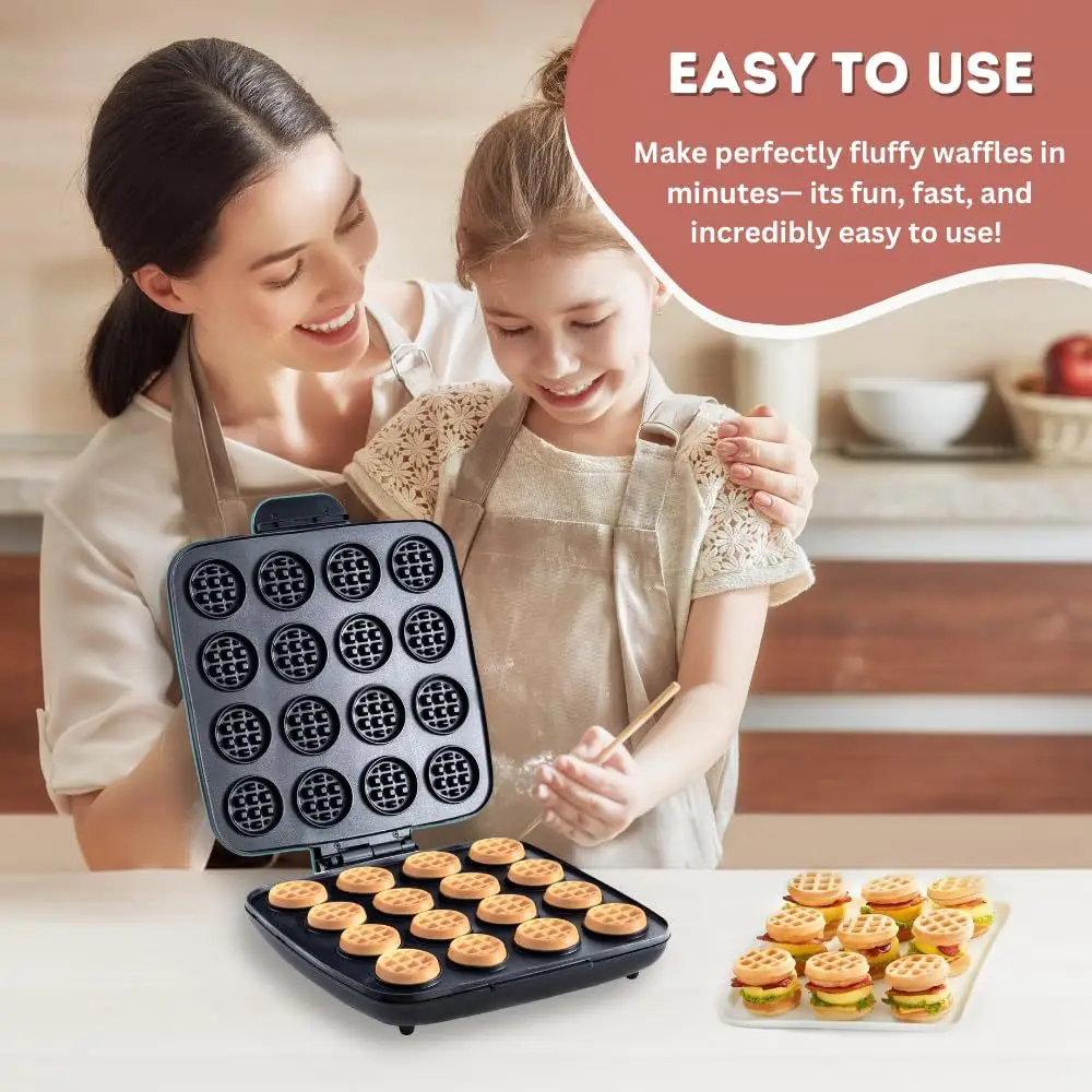 Mini Waffle Maker Machine - Вафельница на 16 отверстий, быстрый нагрев,