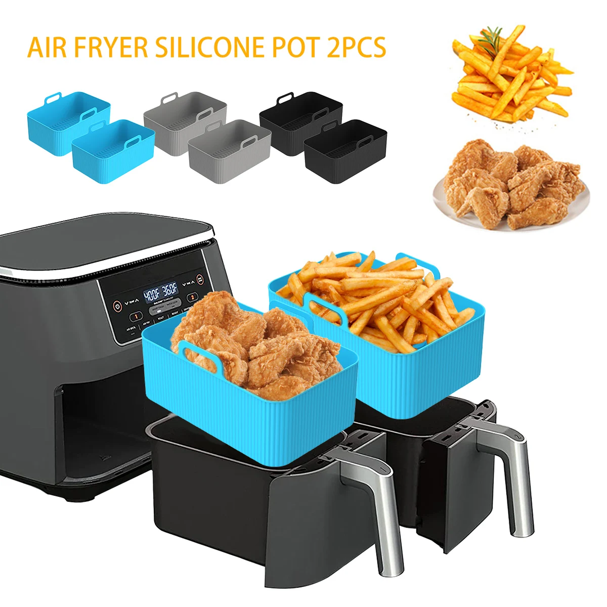 2 шт., силиконовый вкладыш для – обзор и цена Air Fryer Silicone Pot Liner